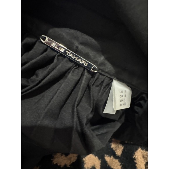 $375 Elie Tahari Pleated Trapeze Black Accordian Pleat Midi Dress No Belt 4 6 8 - Picture 7 of 8